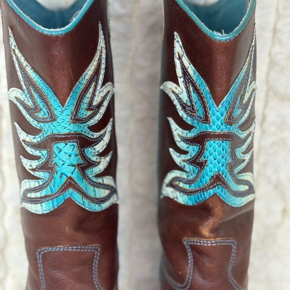 Unbranded Brown and Turquoise Western Boots Size 7 - Picture 13 of 15